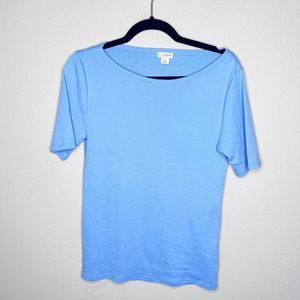 J Crew Women's Light Blue 100& Cotton Casual Knit T Shirt Sz M